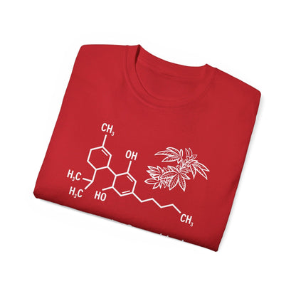 A Tetrahydrocannabinol (THC) Molecule Weed Shirt in red