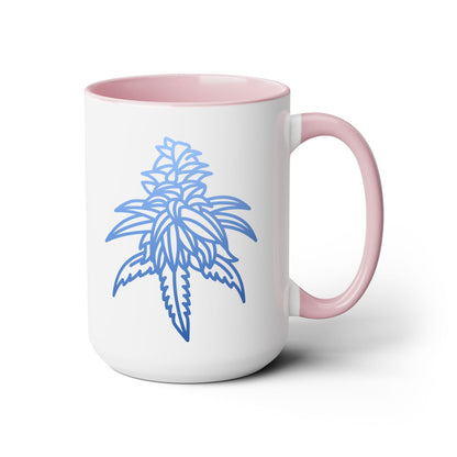 Blue Dream Cannabis Coffee Mug: This white mug features a pink interior and handle