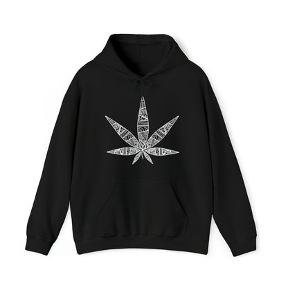 Black Tribal Vibe Marijuana Leaf Unisex Heavy Blend Hoodie