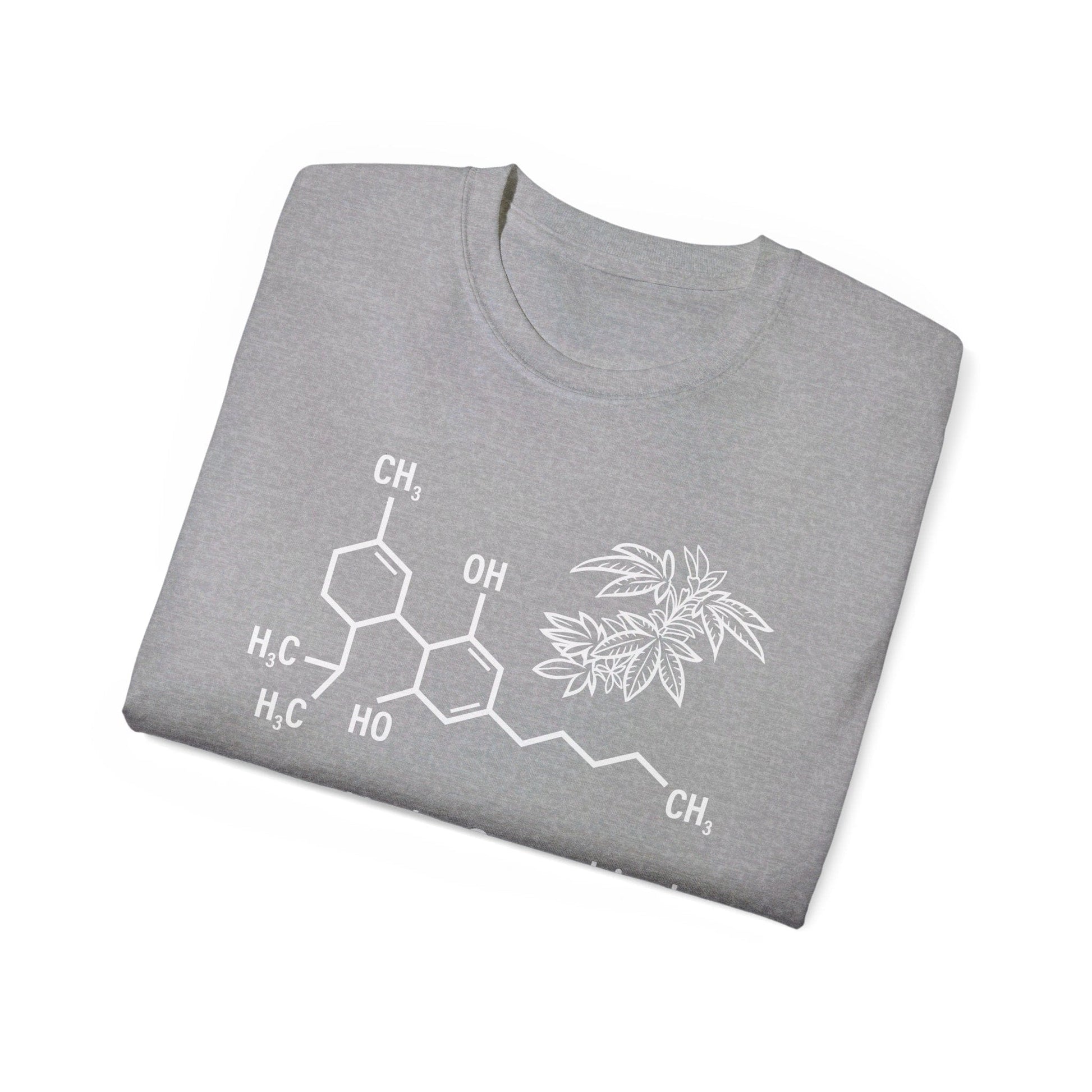 Tetrahydrocannabinol (THC) Molecule Weed Shirt, grey in color 