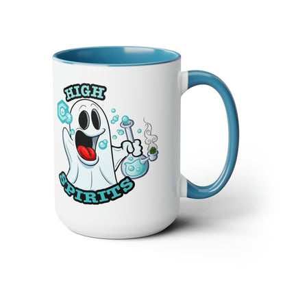 Light Blue Mock up High Spirits Ghost with Bong 15oz Coffee Mug side 3