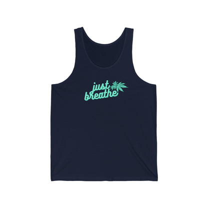 Navy blue Just Breathe Cannabis Jersey Tank