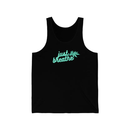 Black Just Breathe Cannabis Jersey Tank