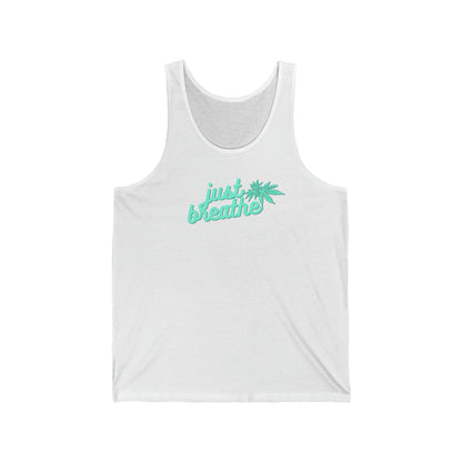 White Just Breathe Cannabis Jersey Tank