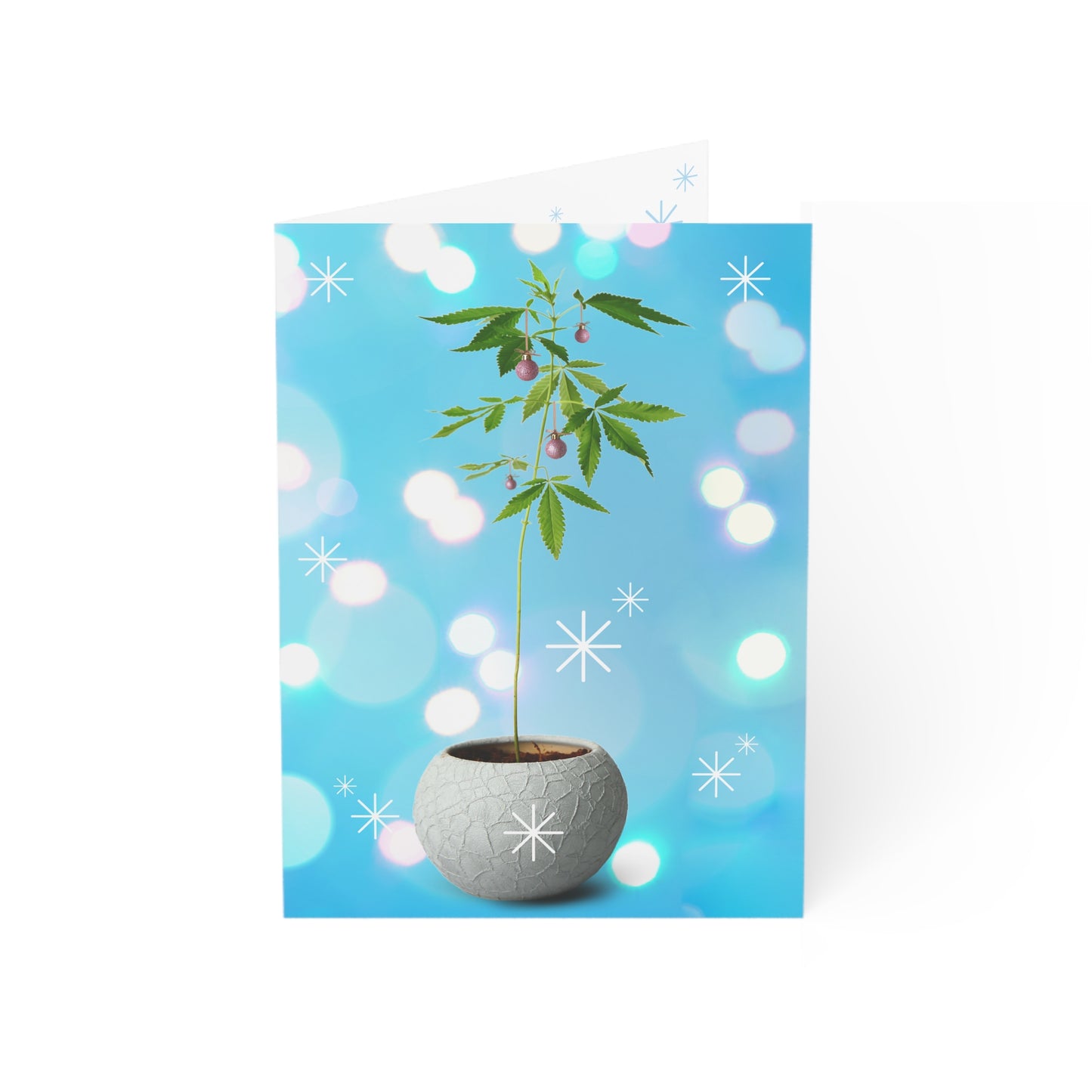 Potted Christmas Marijuana Plant Merry Christmas Greeting Cards (1, 10, 30, and 50pcs)