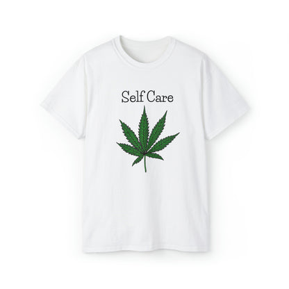 White Self Care Marijuana Tee