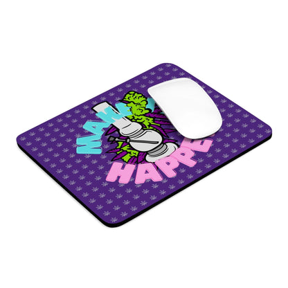 A colorful neoprene Make it Happen Cannabis, Bong, and Lighter mouse pad