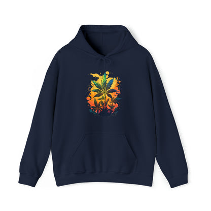 Navy Blue Warm Paradise Cannabis Hoodie