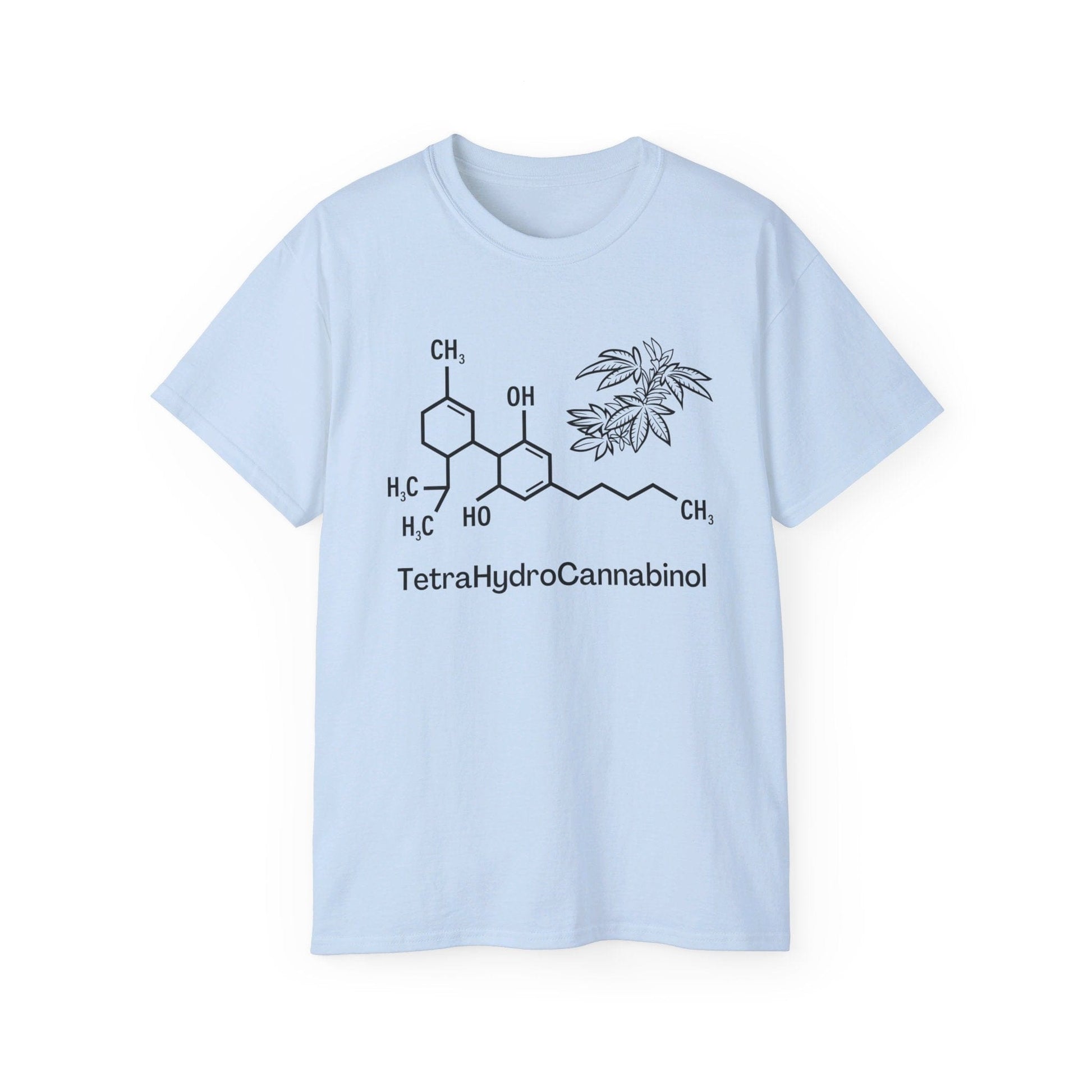 Light blue Tetrahydrocannabinol (THC) Molecule Weed Shirt