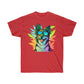 Cool Border Collie with shades surrounded by cannabis on a red weed tshirt