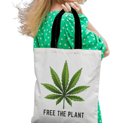 Free the Plant Marijuana Leaf Beach Tote Bag for Cannabis Community Buds Nugs SWAG Gear