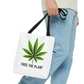 Free The Plant - Cannabis Leaf Advocacy Tote Bag | 100% Polyester, Three Sizes, Assembled in USA