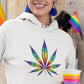 Person wearing a Women's Rainbow Cannabis Hoodie