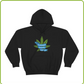 Cannabis Saved My Life Marijuana Hoodie with a colorful graphic of a cannabis leaf and the words "cannabis community" displayed on the front.