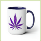 Purple Haze Marijuana Coffee Mug with a Blue Interior and Handle, Isolated on a White Background