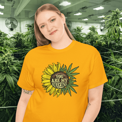 A person wearing theYou Are My Sunshine Cannabis Weed Shirts