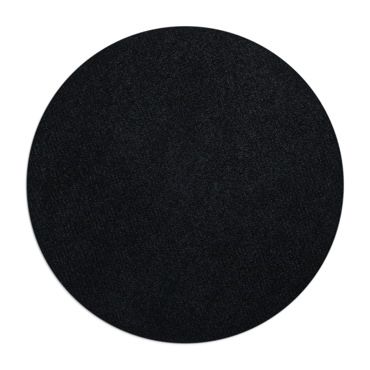 A round, black Just Breathe Cannabis Black Mouse Pad centered on a white background.
