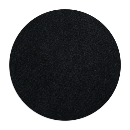 A round, textured THC Marijuana Black Mouse Pad against a white background.