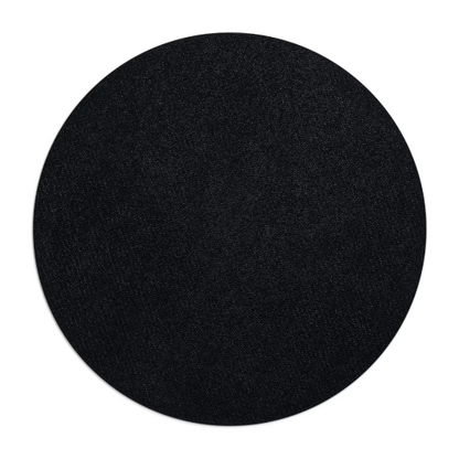 A circular black textured non-slip Cannabis is Life Yellow mouse pad against a white background.