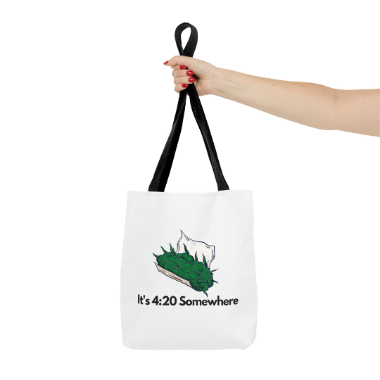 It's 4:20 Somewhere with Open Joint Illustration Marijuana-Themed Tote Bag