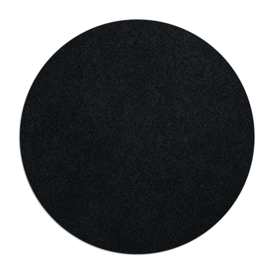 A large circular object with a textured black surface and a vibrant yellow design against a white background is the Today is a Good Day to Smoke Weed Yellow Mouse Pad.