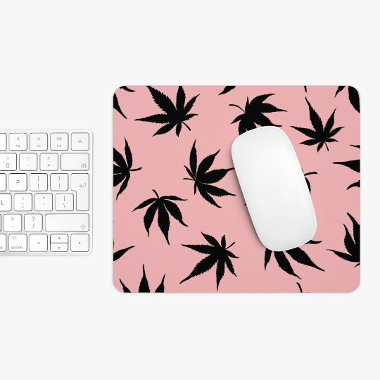 Marijuana Leaves Pink Mouse Pad