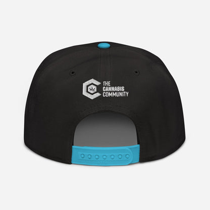 Aqua Blue and Black Back Cannabis is Life Snapback Hat