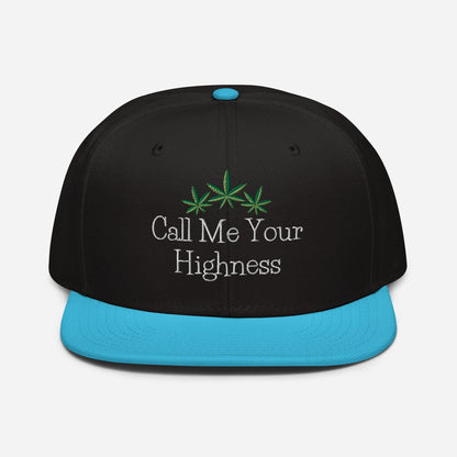 Aqua Blue and Black Front Call Me Your Highness Snapback Hat