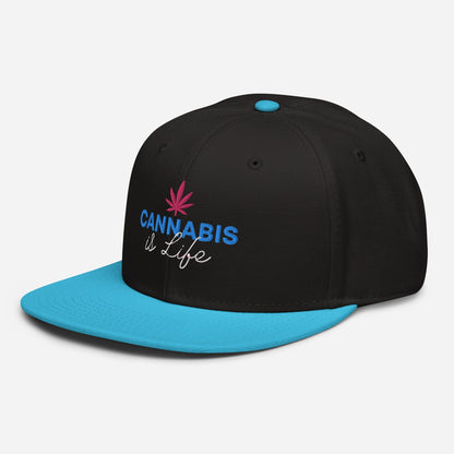 Aqua Blue and Black Left Front Cannabis is Life Snapback Hat