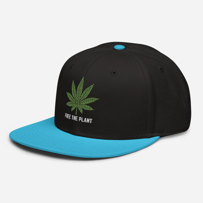 Aqua Blue and Black Left Front Free The Plant Snapback Hat