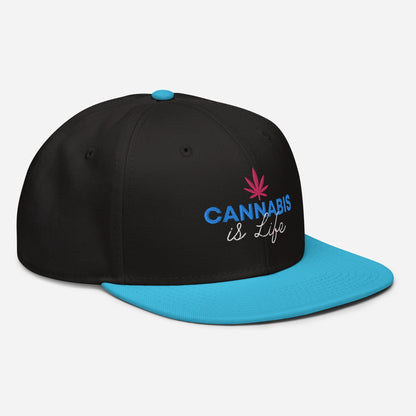 Aqua Blue and Black Right Front Cannabis is Life Snapback Hat