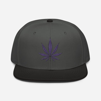 Black Charcoal Gray Front Purple Haze Marijuana Snapback Hat