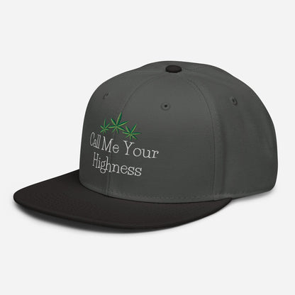 Black and Charcoal Gray Left Front Call Me Your Highness Snapback Hat