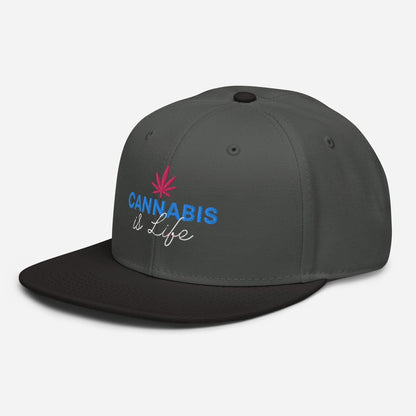 Black and Charcoal Gray Left Front Cannabis is Life Snapback Hat