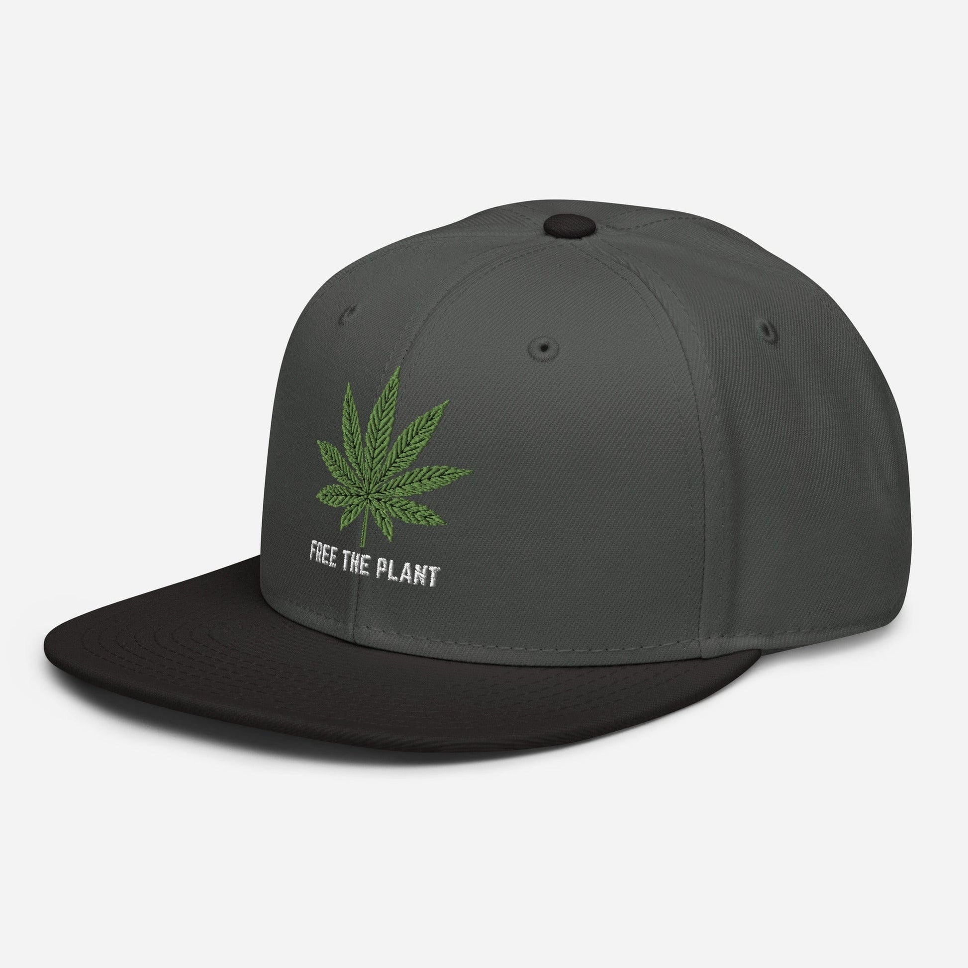 Charcoal Gray Left Front Free The Plant Snapback Hat