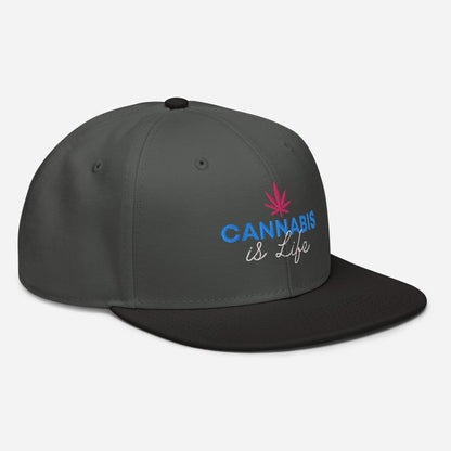 Black and Charcoal Gray Right Front Cannabis is Life Snapback Hat