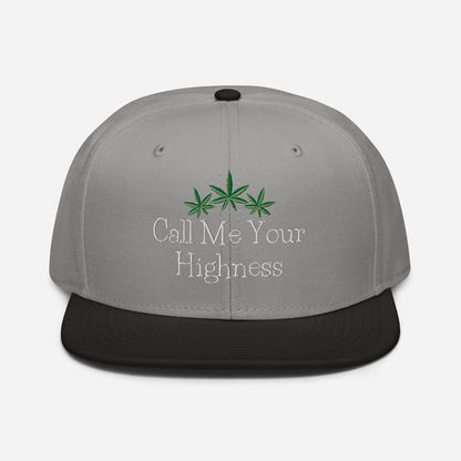 Black Gray Front Call Me Your Highness Snapback Hat