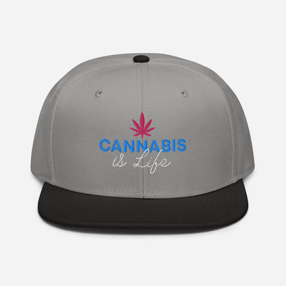 Black and Gray Front Cannabis is Life Snapback Hat