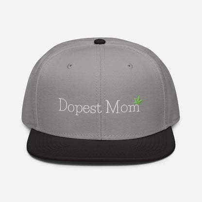 Black and Gray Front Dopest Mom Cannabis Snapback Hat