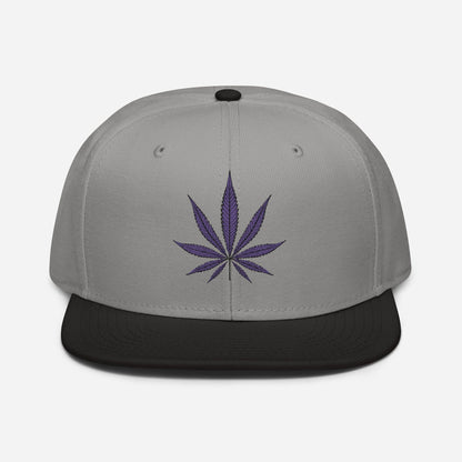 A gray and black Purple Haze Marijuana Snapback Hat