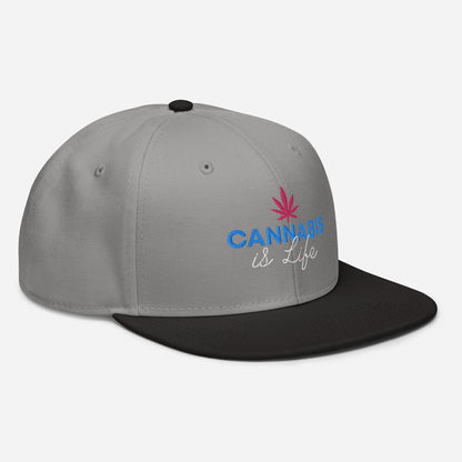 Black and Gray Right Front Cannabis is Life Snapback Hat