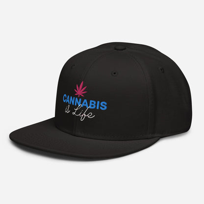 Black Left Front Cannabis is Life Snapback Hat