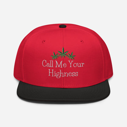 Black and Red Front Call Me Your Highness Snapback Hat