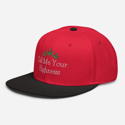 Black and Red Left Front Call Me Your Highness Snapback Hat