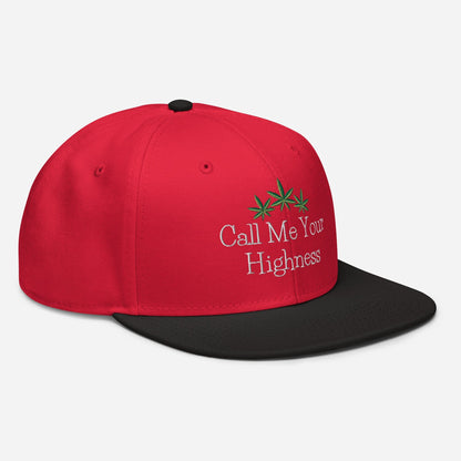 Black and Red Right Front Call Me Your Highness Snapback Hat