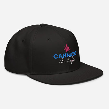 Black Right Front Cannabis is Life Snapback Hat