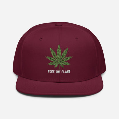 Burgundy and Maroon Front Free The Plant Snapback Hat