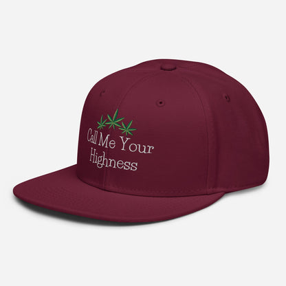 Burgundy Maroon Left Front Call Me Your Highness Snapback Hat