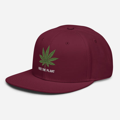 Burgundy and Maroon Left Front Free The Plant Snapback Hat