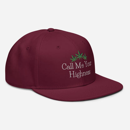 Burgundy Maroon Right Front Call Me Your Highness Snapback Hat